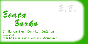 beata borko business card